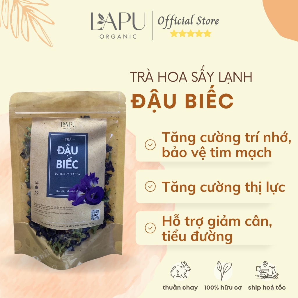 Trà hoa đậu biếc sấy khô , Trà hoa đậu biếc thanh lọc cơ thể, đẹp da, ngăn ngừa lão hoá da -100% thiên nhiên