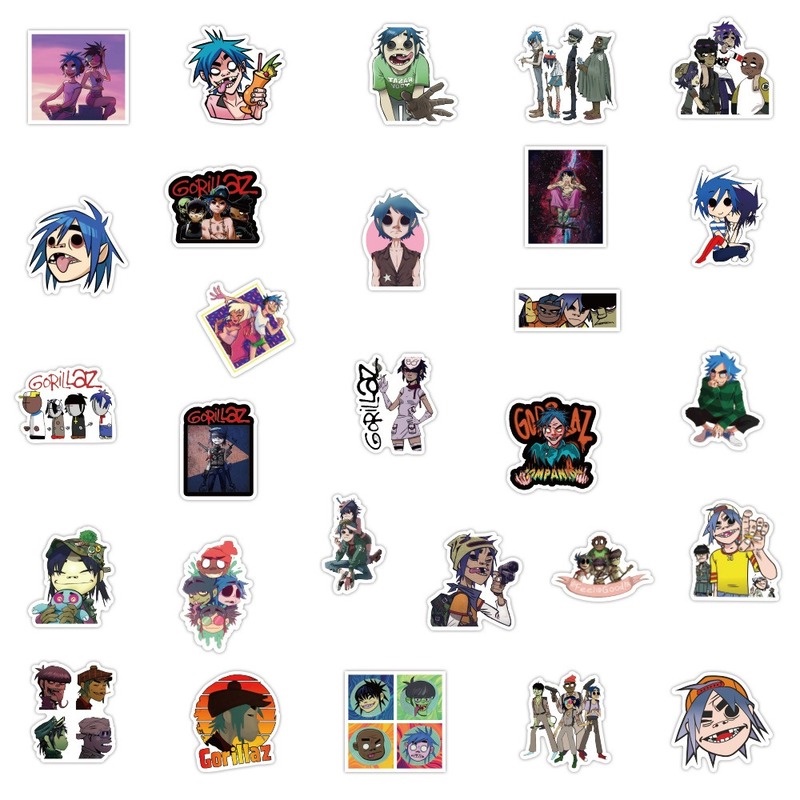 Z & M ❀ Hình Dán Gorillaz ❀ Bộ 52 Miếng Dán Chống Thấm Nước Hình Ca Sĩ Độc Đáo