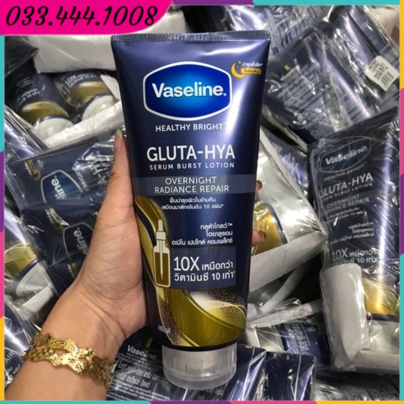 Sữa Dưỡng Thể Trắng Da Vaseline 10X GLUTA HYA OVERNIGHT Thái Lan - Màu Xanh [ Gò Vấp ]