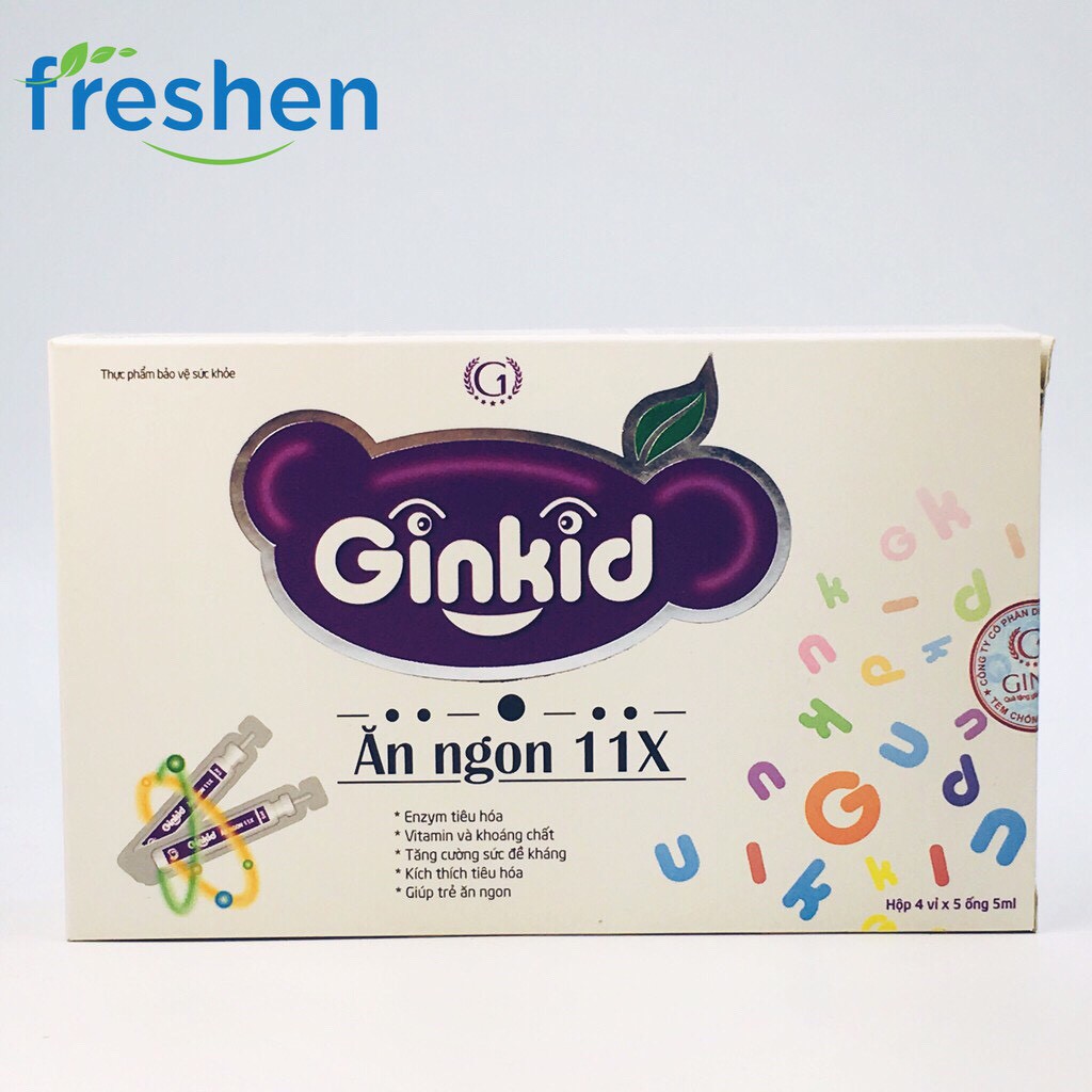 Ginkid Ăn ngon 11X cải thiện chức năng tiêu hóa cho trẻ hết biếng ăn hộp 20 ống