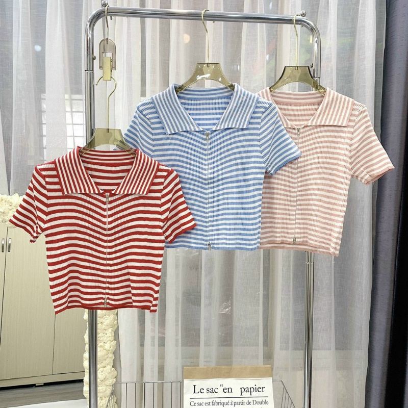 Áo thun Sọc cổ bẻ khoá kéo 2 ĐẦU cực chất (A15)