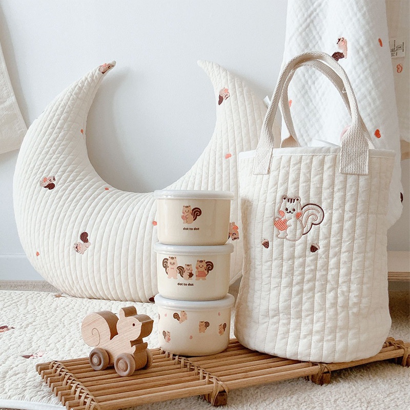 Túi Đựng Đồ Dùng Thêu Họa Tiết Độc Đáo Thiết Kế Gọn Nhẹ Tiện Dụng Cho Mẹ Và Bé