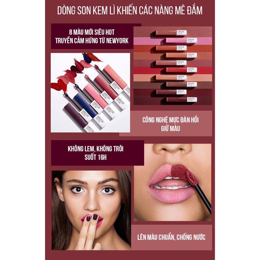 Son Kem Lì Maybelline Super Stay Matte Ink 5ml (Tông màu rực rỡ)