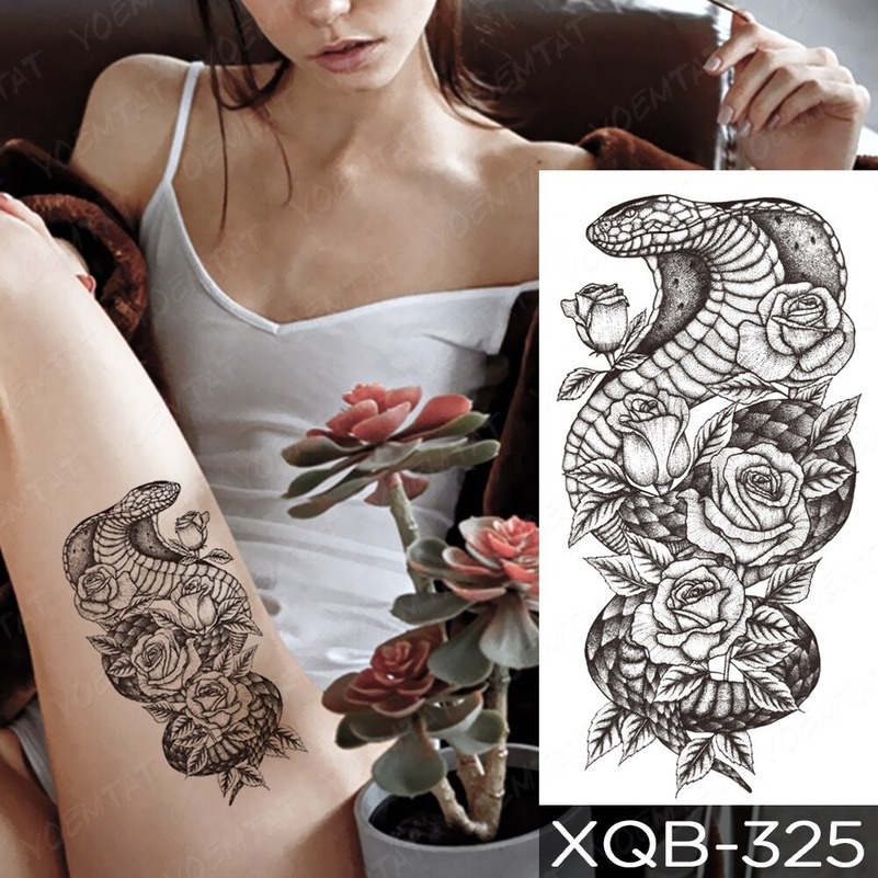 Hình Xăm Dán Trang Trí Cánh Tay Cơ Thể Hình La Bàn Và Lông Vũ Màu Đen