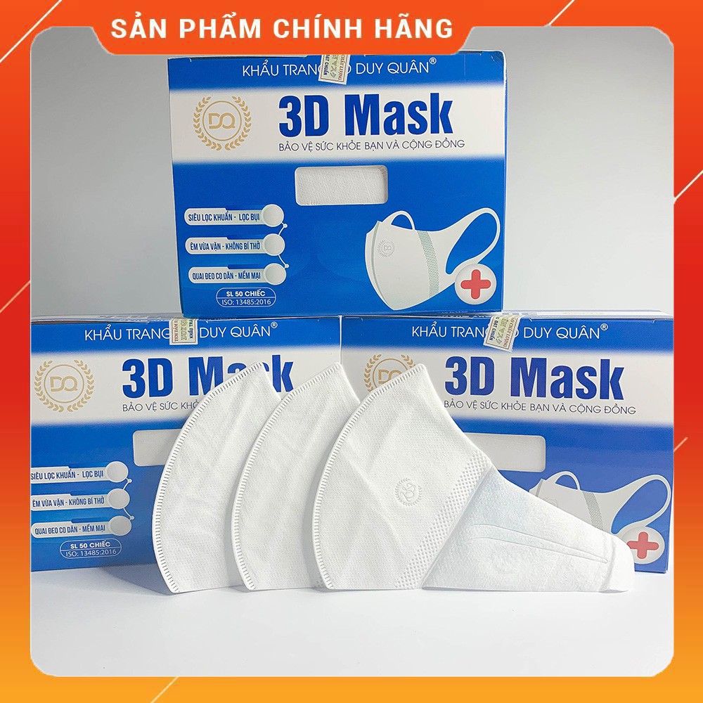 [ HÀNG HOT] Khẩu trang Công nghệ Nhật Bản 3D Duy Quân- Hàng chính hãng ( Hộp 50 cái )# QMC