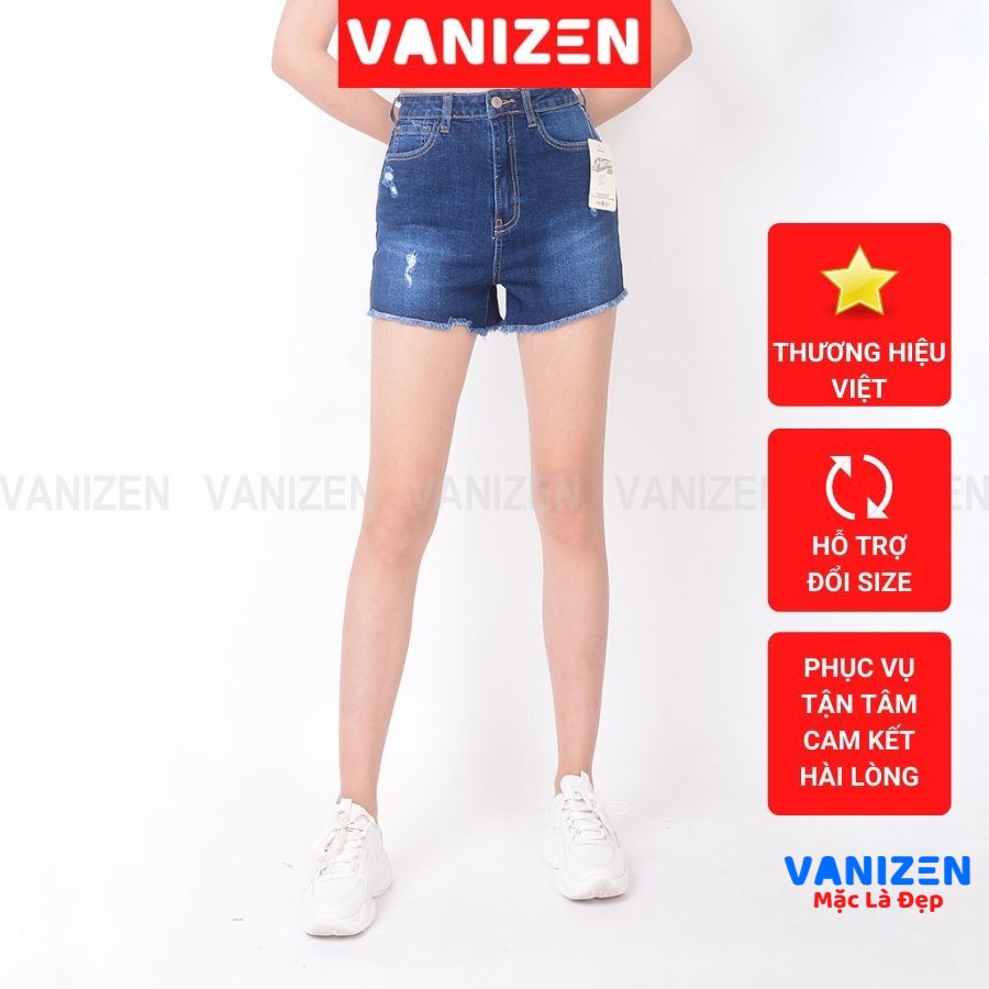 Quần short jean nữ ngắn đẹp lưng cao cạp cao tua rua gấu rách hàng hiệu cao cấp mã 431 VANIZEN