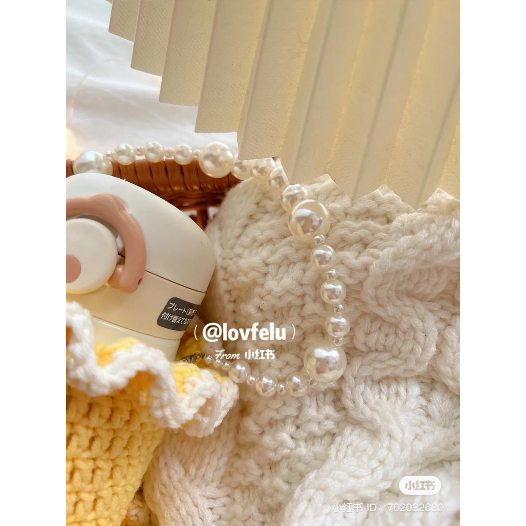 Túi đựng bình nước len, túi xách bình hình Người đẹp và quái vật, túi len handmade CHILLMEOW