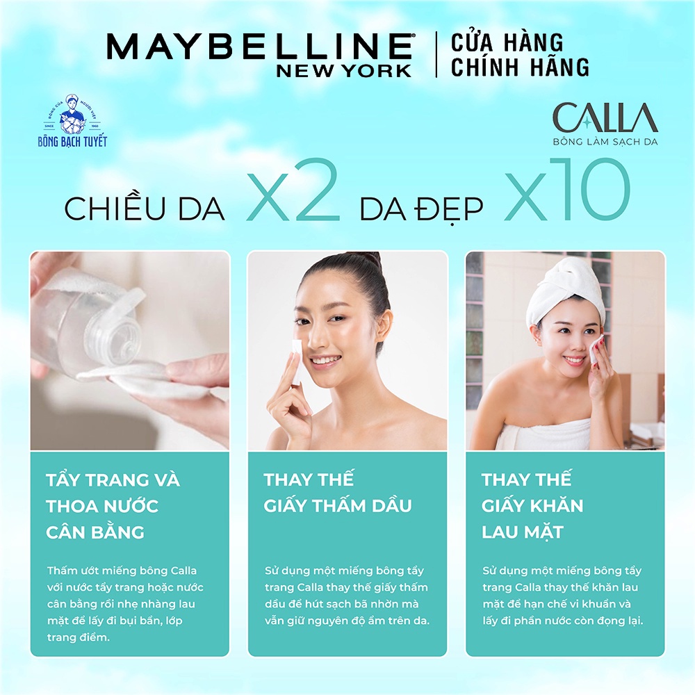 [Quà tặng không bán] Hộp bông tẩy trang Mấy Bé Lì Maybelline New York x Calla Gimmick