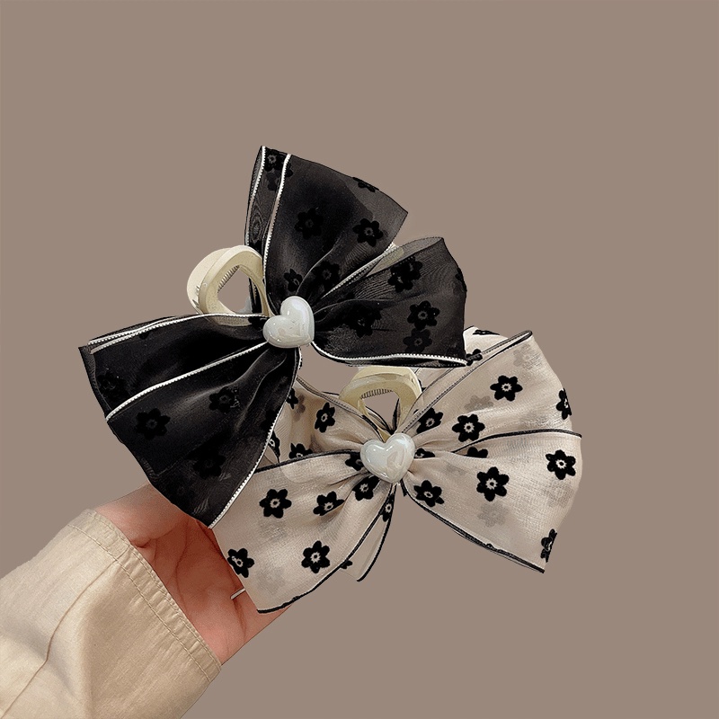 Kẹp Tóc Hình Nơ Lưng Đính Ngọc Trai Phong Cách Hàn Quốc Cho Nữ