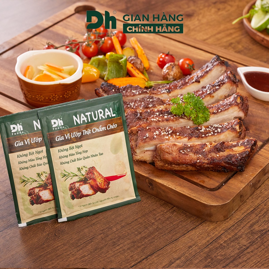 Gia vị ướp thịt chẩm chéo Natural DH Foods nêm sẵn thành phần tự nhiên gói 10gr