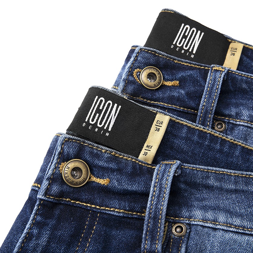 Quần Short Jean Nam ICON DENIM Dark Blue Wash W Rips