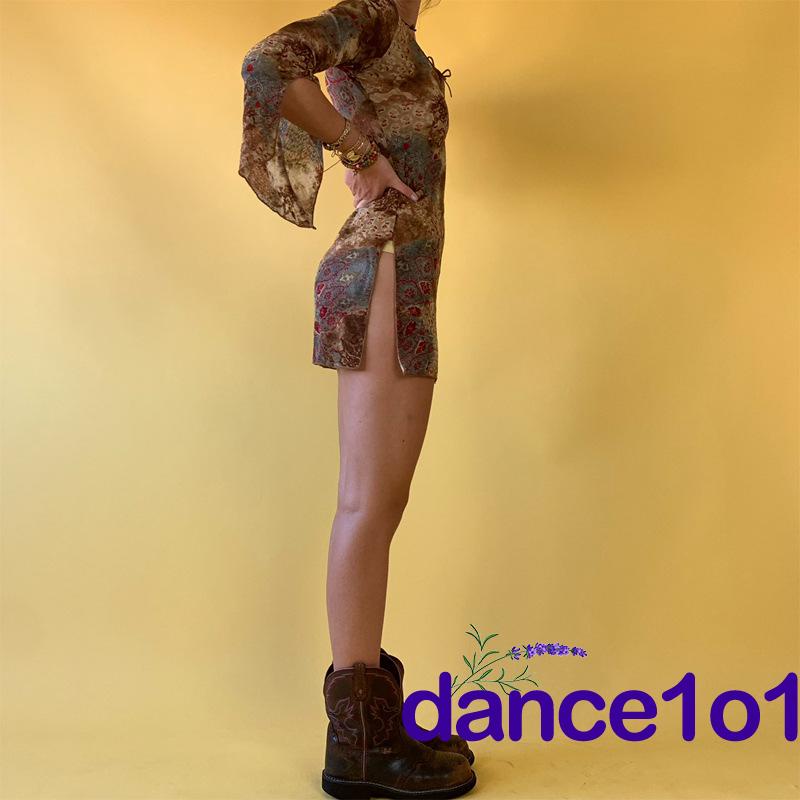 Đầm tay loe cổ chữ V phong cách vintage dành cho nữ