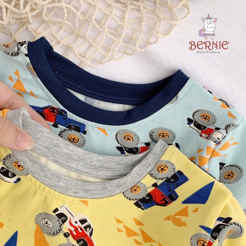 Bộ bé trai dài tay hình ô tô chất cotton cao cấp dày dặn Bernie từ 8-22kg
