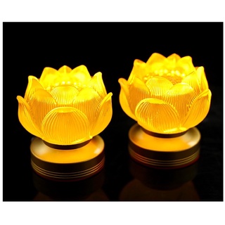   HÀNG SẴN-MẪU SẠC ĐIỆN  CẶP 2 CHIẾC ĐÈN LED HOA SEN LƯU LY THỜ CÚNG TRANG TRÍ 