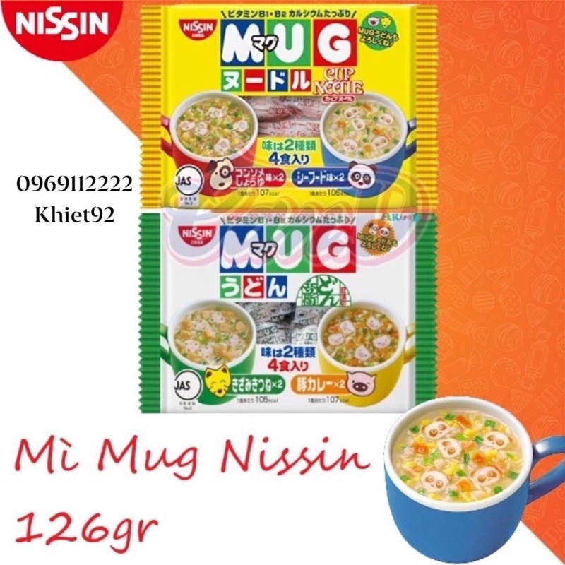 Mì MUG Nissin Nhật 126gr (Gói) date T8/9/2022