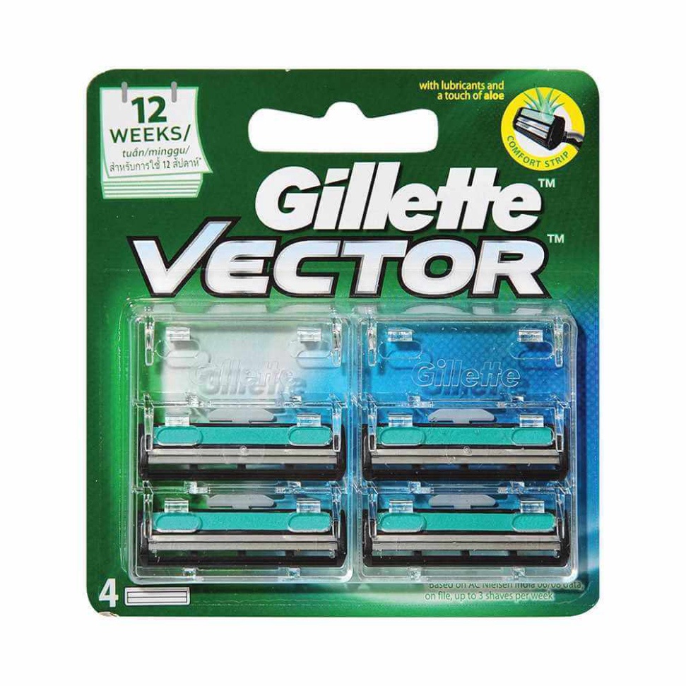 bộ lưỡi dao cạo râu Gillete Vector lưỡi kép có chất bôi trơn 1 vỉ 2 cái