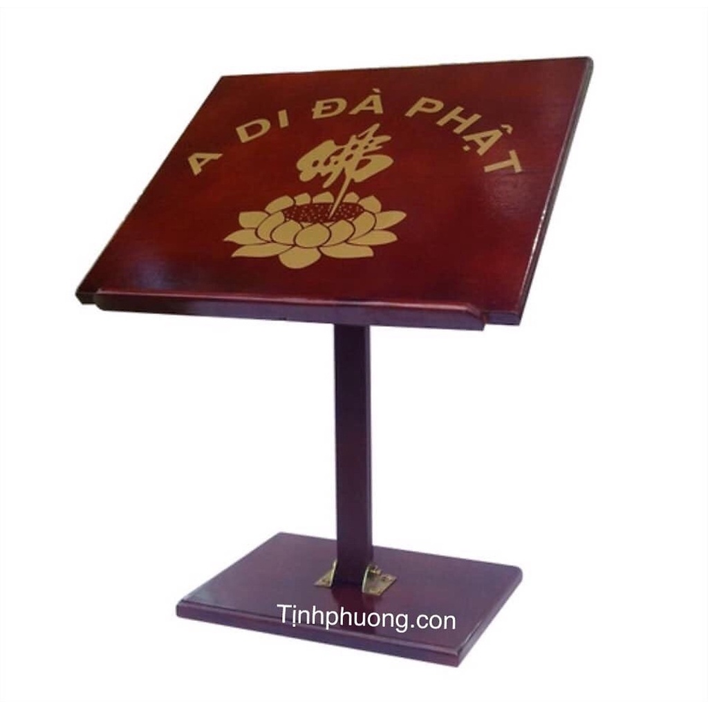 Kệ đọc Kinh gỗ MDF Phun sơn Nâu có in chữ A DI ĐÀ PHẬT HAN521- Đồ thờ Tịnh Phương