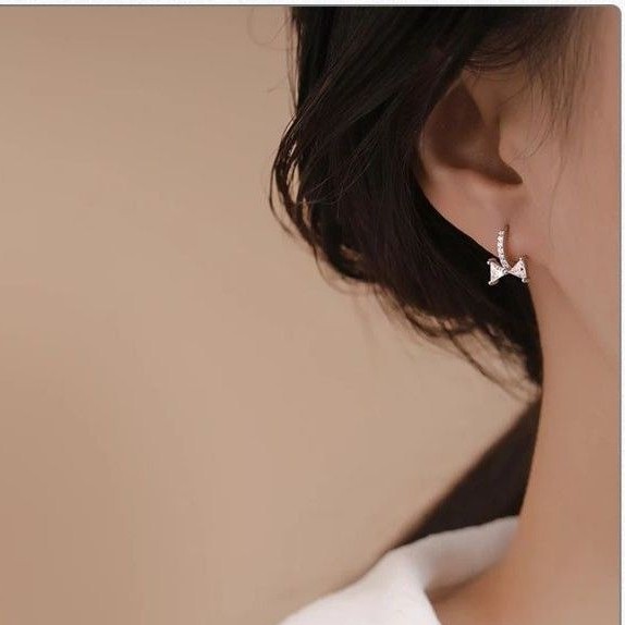 Bông tai nơ bạc- Bông tai bạc nữ hình nơ xinh xinh