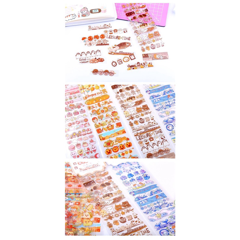 Miếng dán sticker EBI HANDMADE trong suốt in họa tiết DIY hoạt hình trang trí nhiều mẫu cực dễ thương - ES85