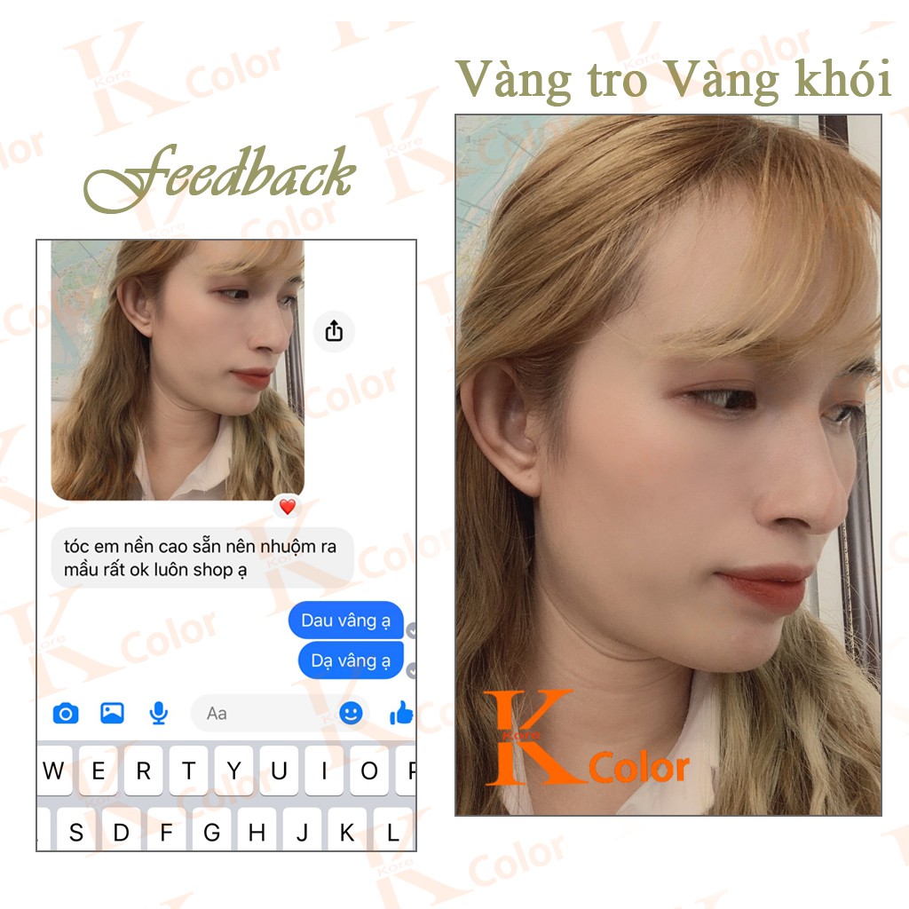 Thuốc nhuộm tóc màu VÀNG TRO KHÓI SÁNG không tẩy sử dụng tại nhà nhiều thảo dược giá rẻ kcolor