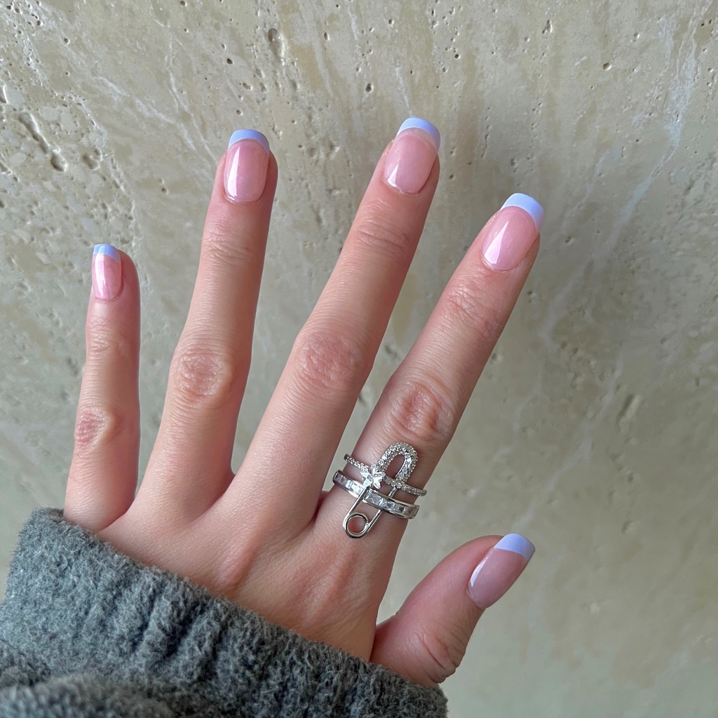 Nhẫn hở đeo khớp ngón tay hình ghim băng đính đá pha lê 19a1488 thời trang