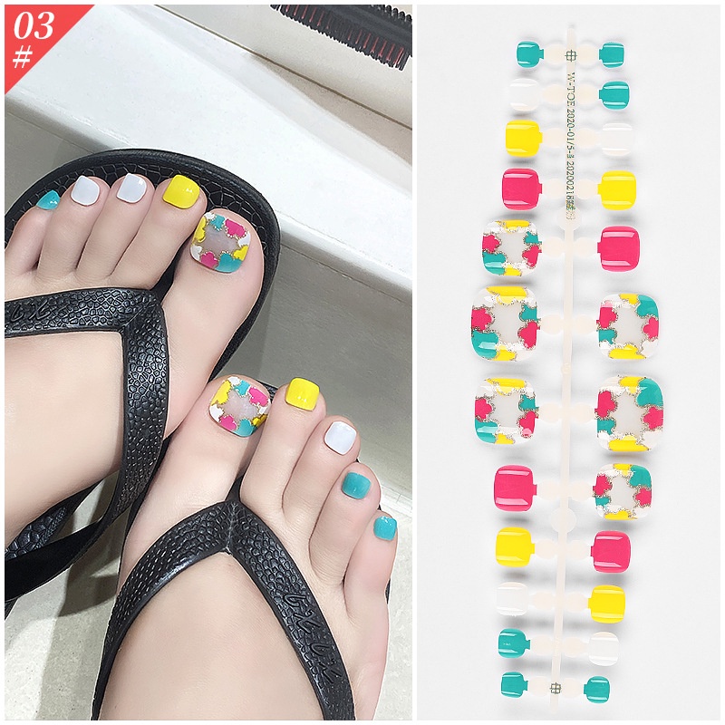 [Hàng mới về] Set 24 móng chân giả kèm keo và dũa móng