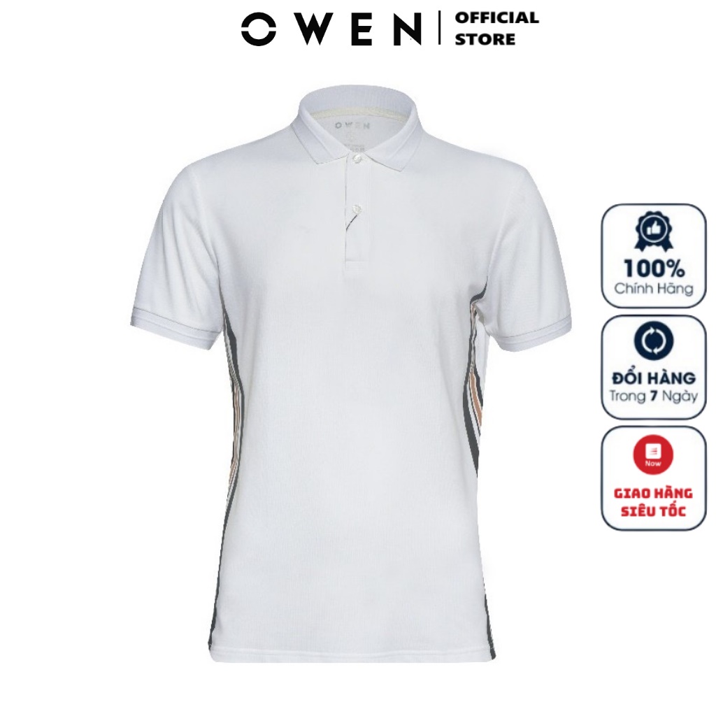 Áo Thun Polo Nam Ngắn Tay Có Cổ Bẻ OWEN APV220297 Áo Phông Màu Trắng Phối Sườn Đen Cam Vải Cotton Cao Cấp Dáng Body