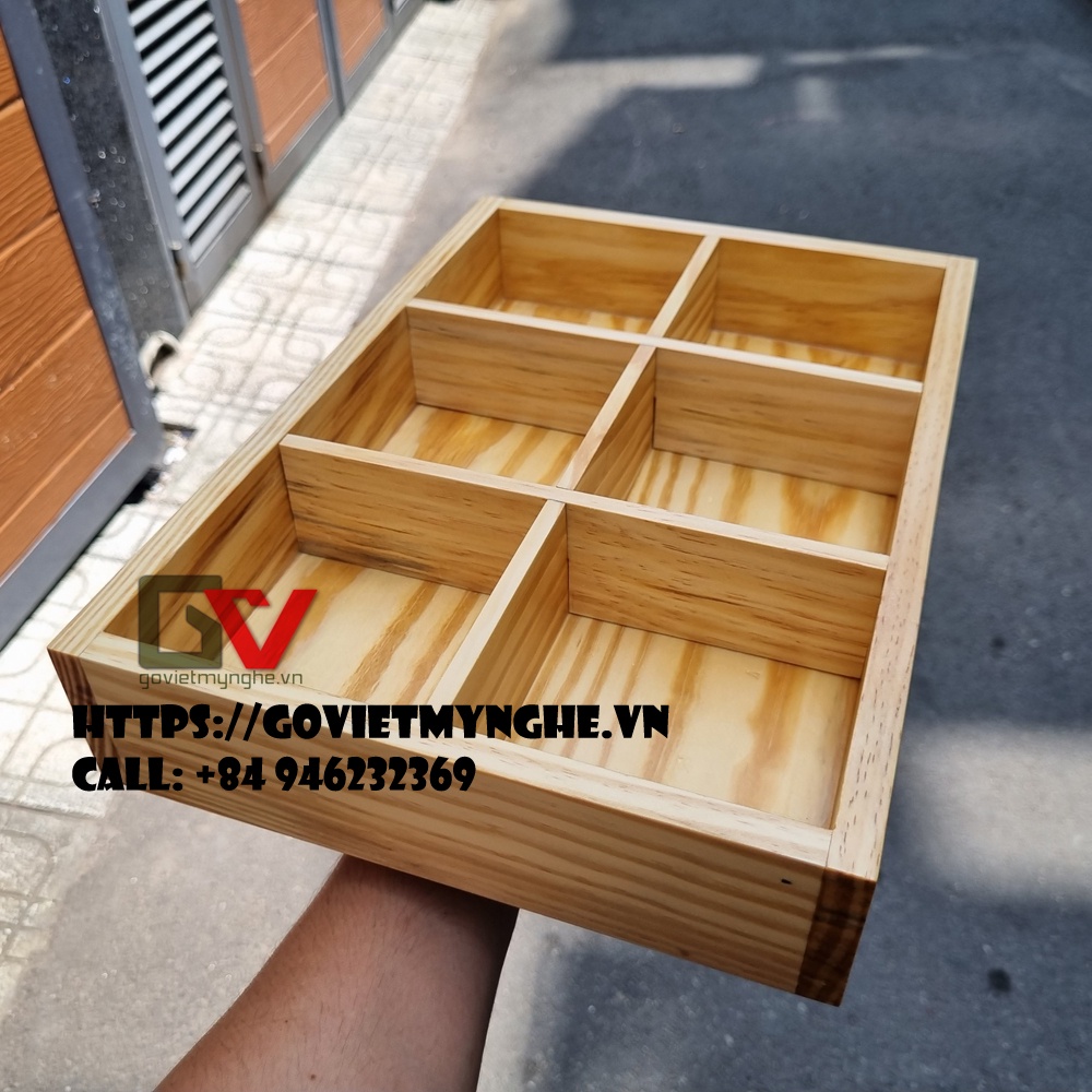 Khay gỗ trang trí món ăn trang trí topping lẩu chuyên dụng cho nhà hàng khay gỗ - Gỗ thông