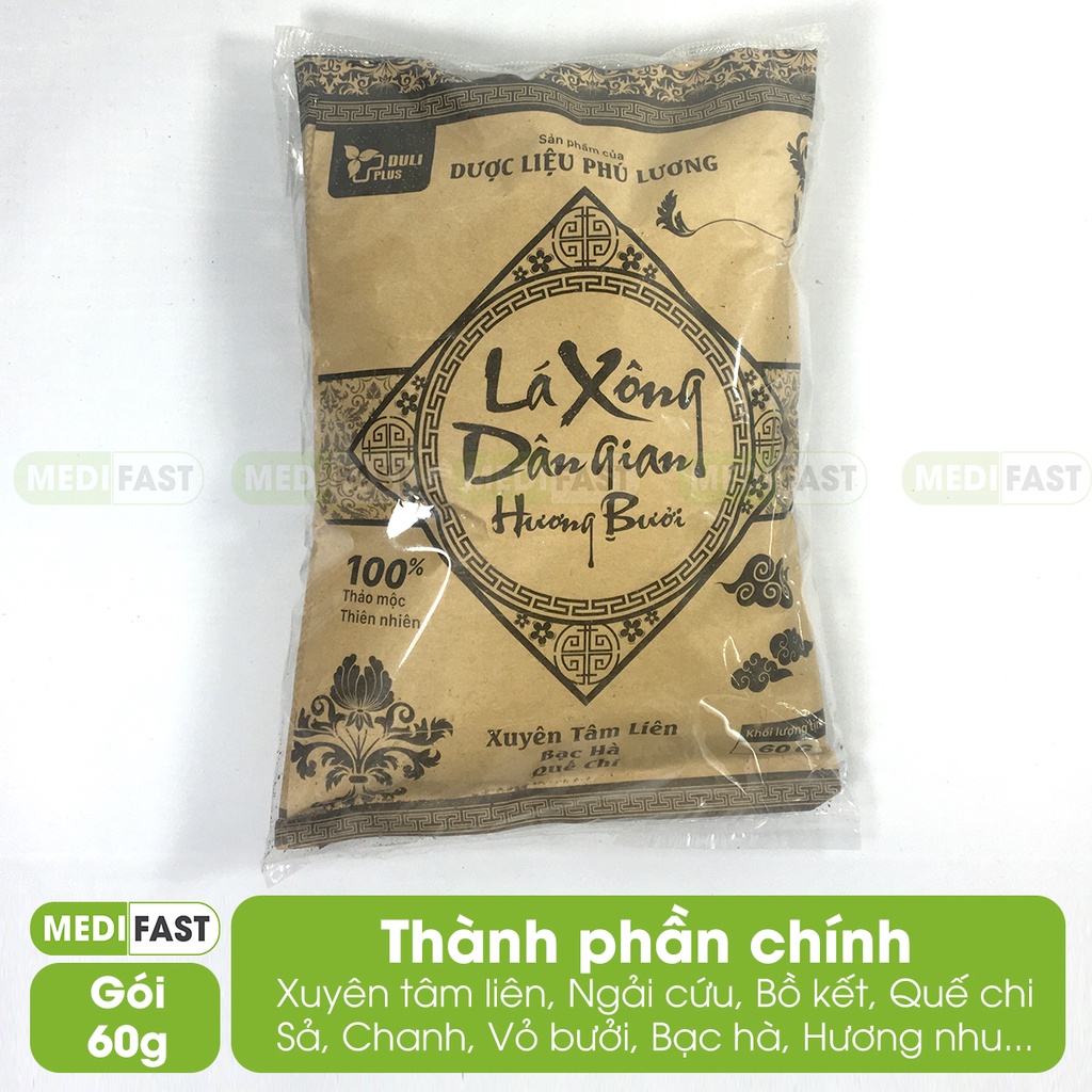 Giải cảm, tăng cường sức đề kháng - Lá xông dân gian hương bưởi giúp phục hồi sức khỏe, chiết xuất từ thảo dược gói 60g