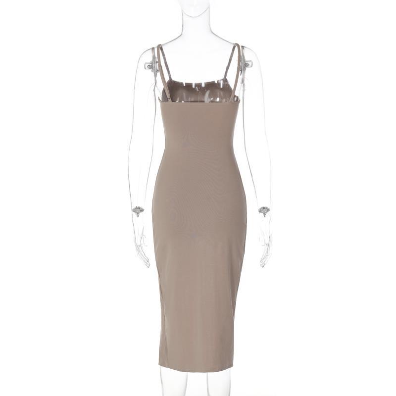 Áo Sơ Mi Tay Dài Cài Khuy + Đầm Hai Dây Xẻ Tà Quyến Rũ Thời Trang Cho Nữ