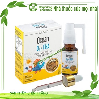 Ocean d3+dha dạng xịt bổ sung vitamin d3 giúp tăng cường hấp thu canxi, bổ sung dha tốt cho não 20ml