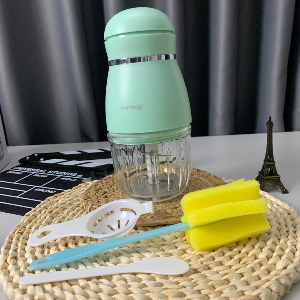 Máy xay đa năng, Máy Xay Hattiecs 6 Lưỡi 0.3L Cối Thuỷ Tinh, Máy Xay Cho Bé Ăn Dặm Bảo Hành 12 tháng