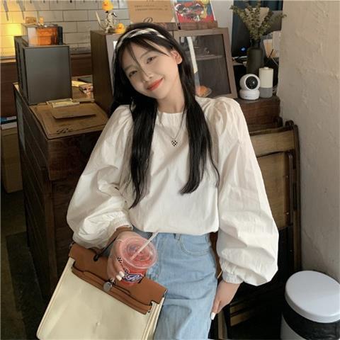 One Set Áo Sơ Mi Tay Phồng Kèm Áo Len Không Tay Thời Trang Cho Nữ