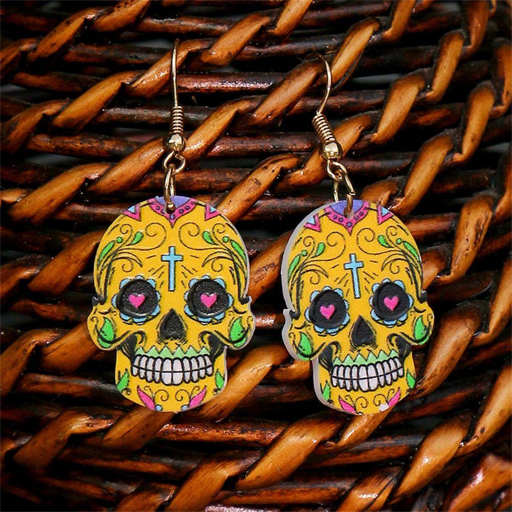 Khuyên Tai Mặt Hình Đầu Lâu Độc Đáo Phong Cách Halloween Cho Cặp Đôi