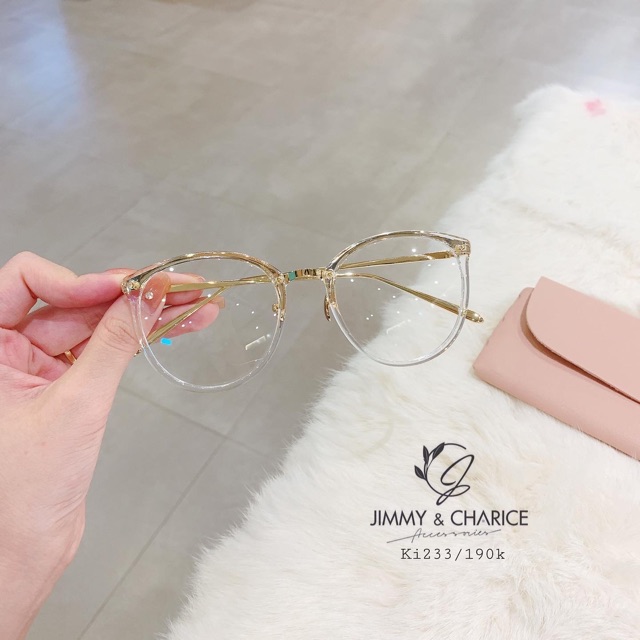 Gọng kính cận nữ Jimmy & Charice mắt tròn gọng kim loại cao cấp mặt kính chống xước chống tia UV tốt có cắt cận,loạn | BigBuy360 - bigbuy360.vn