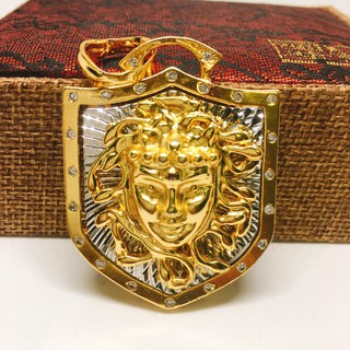 Mặt dây chuyền bạc Thái mạ vàng Khiên VS đính đá, mặt vòng cổ phong thủy, mặt dây chuyền vàng ( màu vàng)