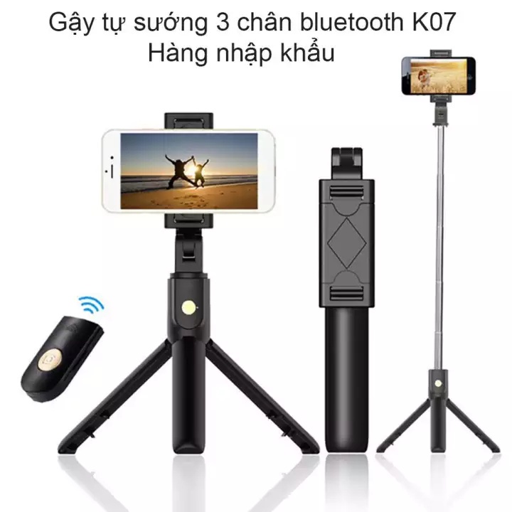 Gậy Chụp Ảnh Tự Sướng Bluetooth 3 Chân Đa Năng – Tripod K07 – Chụp Hình Selfie