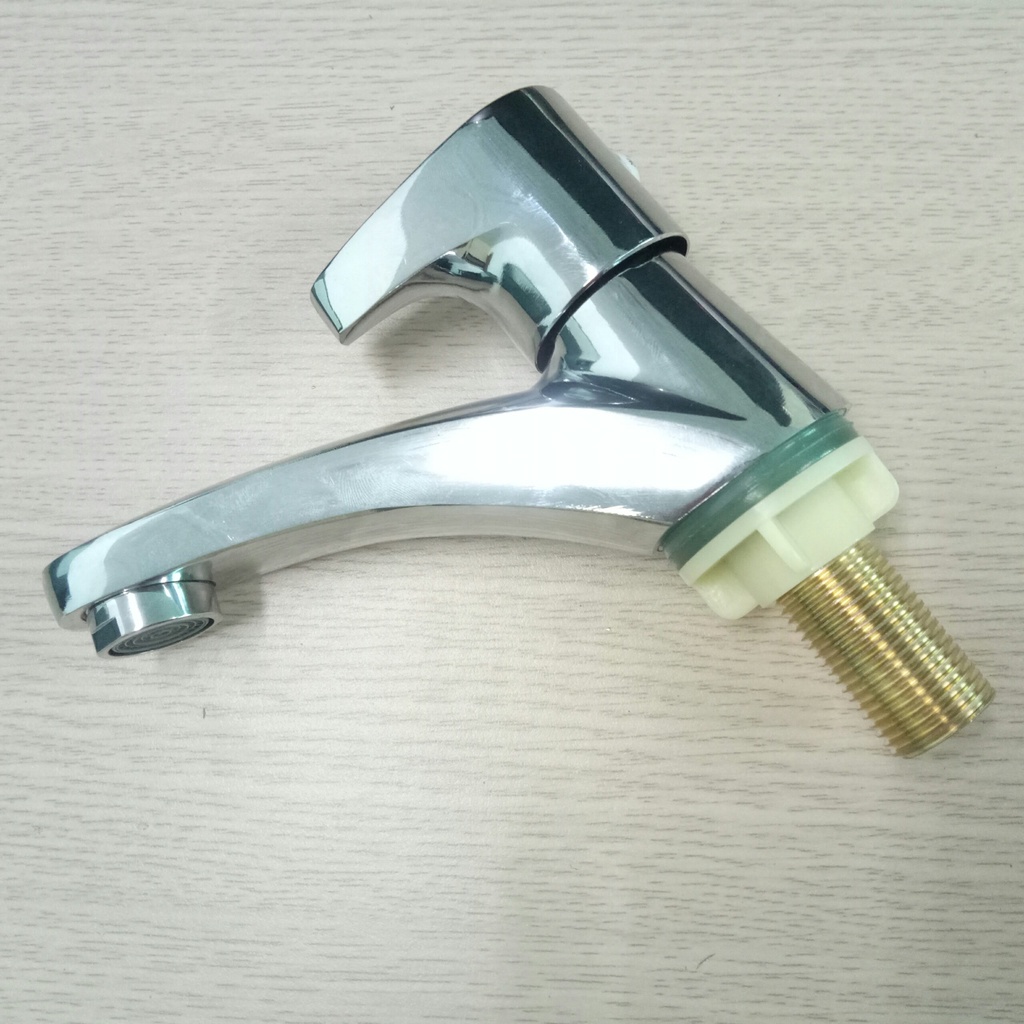 Vòi Lavabo inox mạ sáng bóng sử dụng 1 đường nước lạnh cho bồn rửa mặt (kèm 1 dây cấp nước 2 đầu ốc) - QM.VR062B2