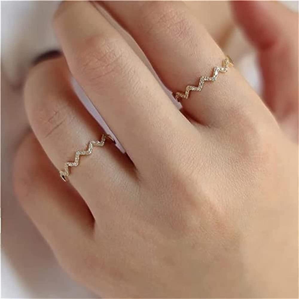 LEILY Nhẫn Gợn Sóng Màu Vàng Đồng Làm Quà Tặng Cho Bạn Gái Đến Con Gái