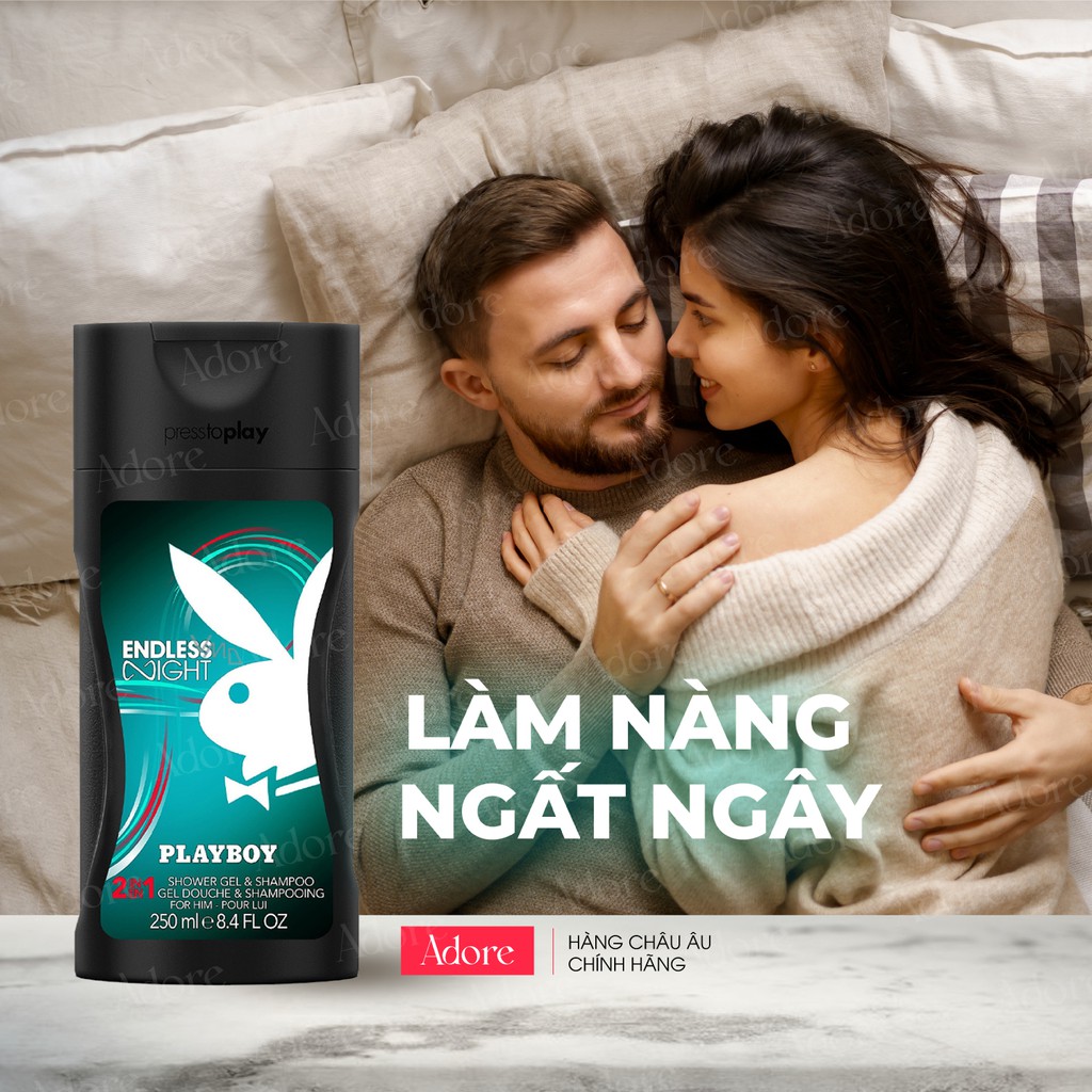 [Chính Hãng - Châu Âu] Sữa Tắm Gội Hương Nước Hoa Playboy Endless Night 250ml