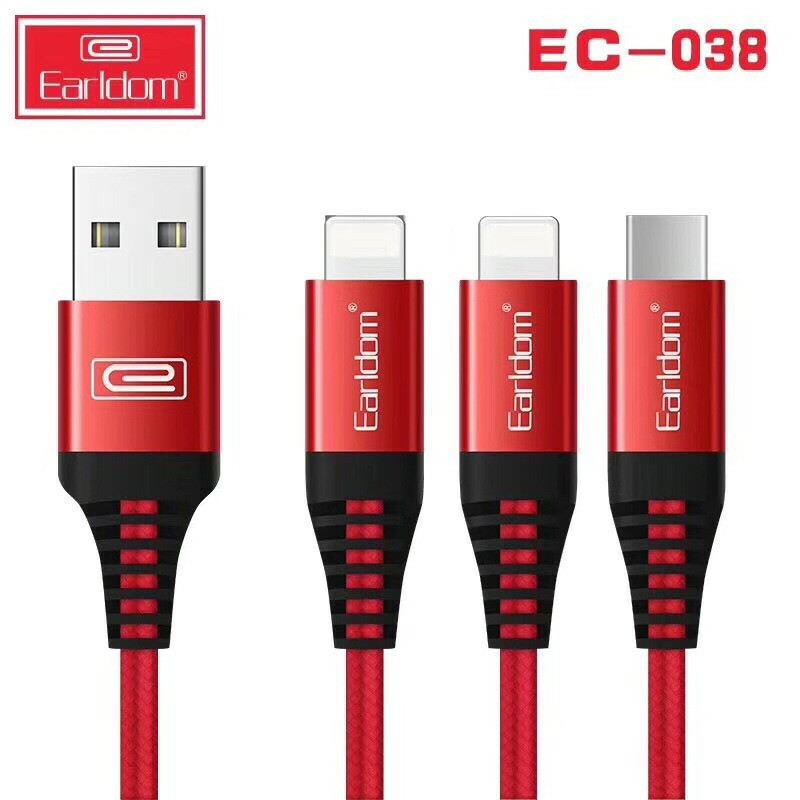 Cáp sạc IPHONE; Micro usb dây dù chống gãy Earldom EC060