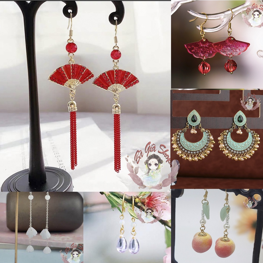[Nhiều mẫu] Bông tai kute hình quạt trang sức cổ điển