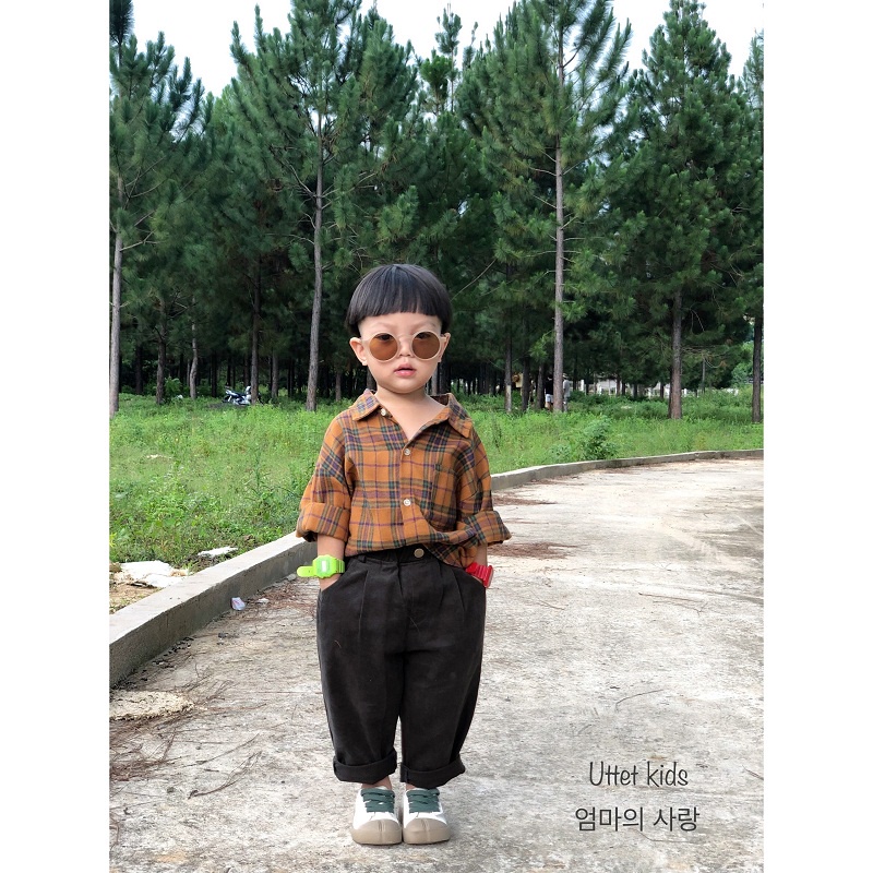 ÁO SƠ MI CARO HÀN QUỐC 9130 DÀNH CHO BÉ GÁI VÀ BÉ TRAI SIZE 80 ĐẾN 120