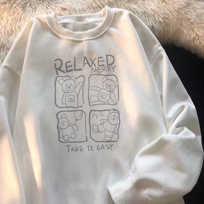 Áo sweatshirt cổ tròn dáng rộng phong cách Hàn Quốc dành cho nữ