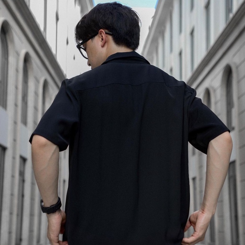 Áo sơ mi ngắn tay nam chống nhăn Highway (Menswear) Diego đen