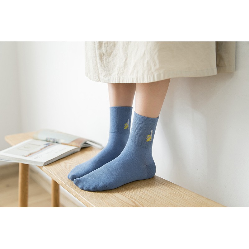 Vớ cao cổ trái cây màu vintage, tất cổ cao thun len ulzzang NEKO