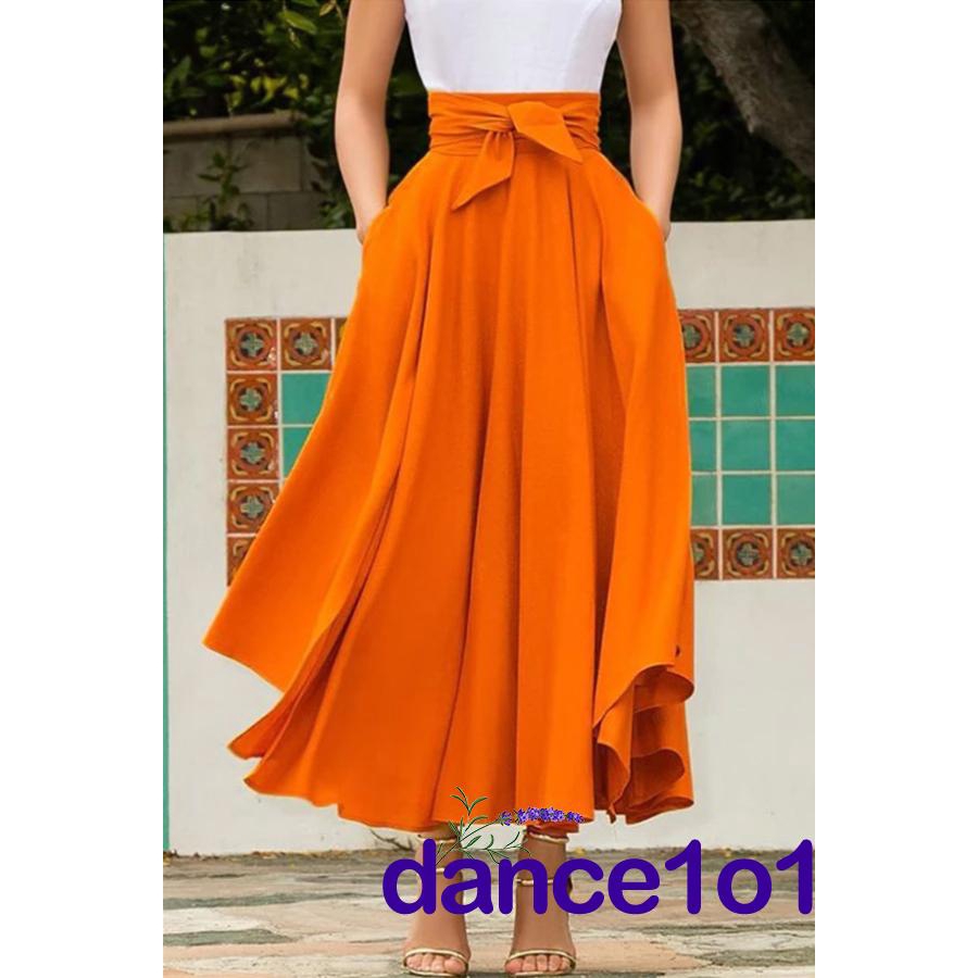 Chân váy maxi lưng cao xếp ly to cho nữ