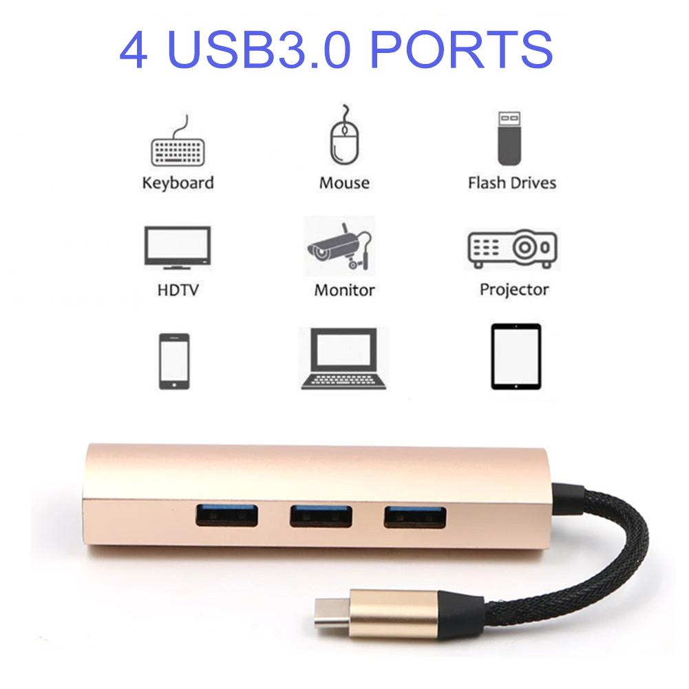 4 cổng USB C HUB Loại C Bộ chia USB-C Bộ chuyển đổi USB-C cho Macbook Pro Air Surface pro 6 Huawei Matebook Hub