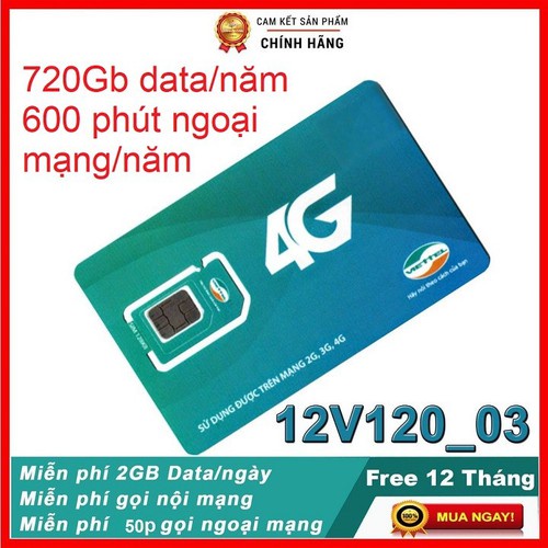 {BIG SALE} Sim nghe gọi VT 12V120 trọn gói 1 năm, miễn phí nghe gọi không giới hạn, 60Gb data tháng.