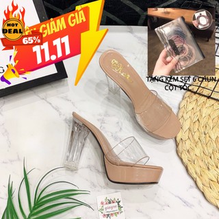 [FREESHIP 70K] Guốc nữ trong suốt 12 phân quai ngang meka HÀNG CÓ SẴN